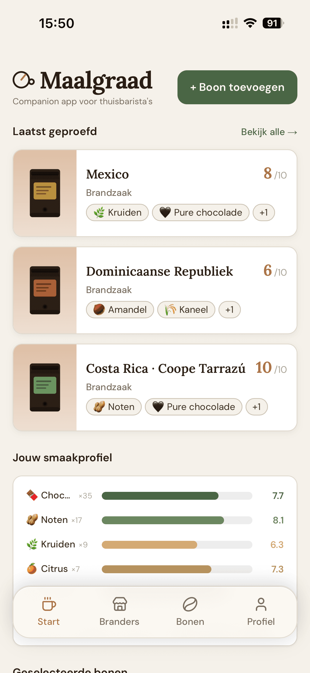 Open de Maalgraad app vanaf je startscherm